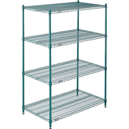 Nexel Wire Shelving, Green Epoxy, 48W X 18D X 86H 18488G
